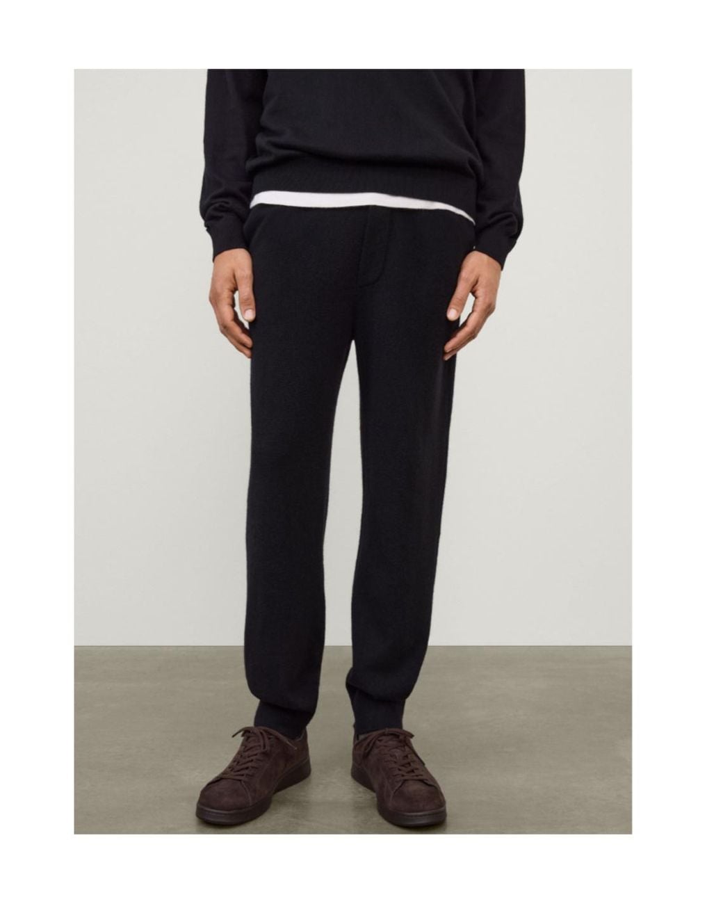 Lisa Yang Black Ribbed Cuff Knitted Trousers for men