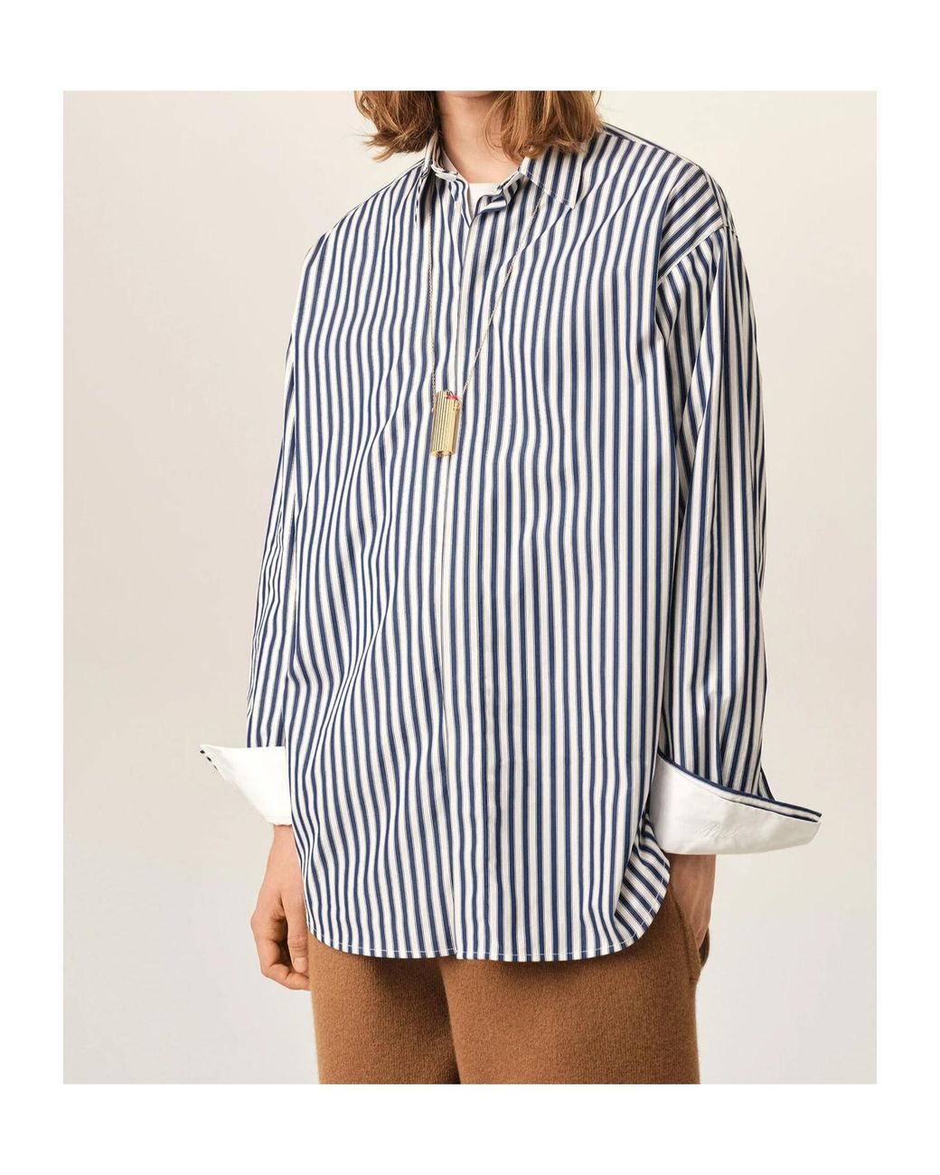 AMI Blue Ami Striped Long-Sleeve Shirt for men