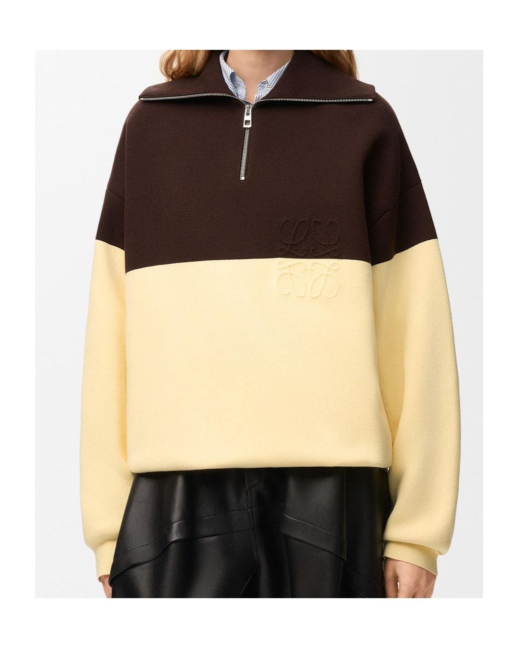 Loewe Brown Anagram-Embroidered Colour-Block Sweater