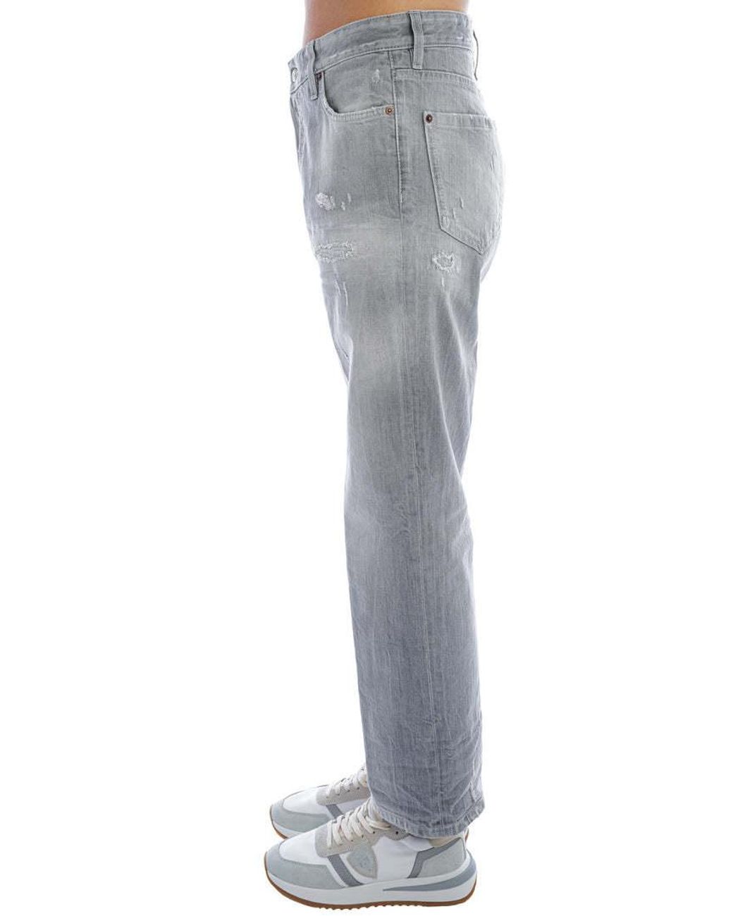 DSquared² Gray Distressed Cropped Jeans