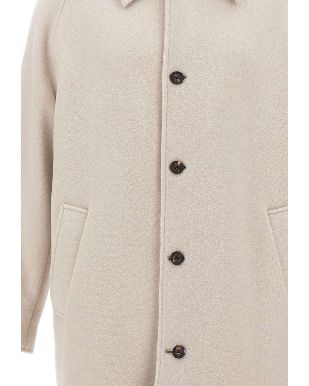 Eleventy Natural Single-Breasted Long Coat for men