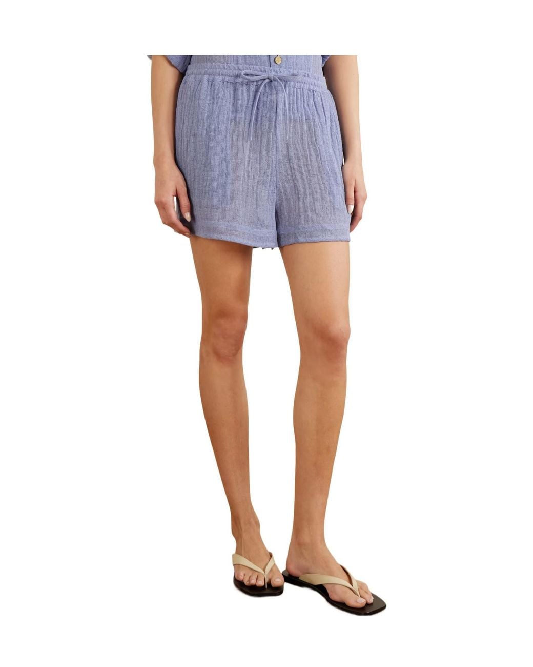 LeKasha Blue Tabag Linen Shorts
