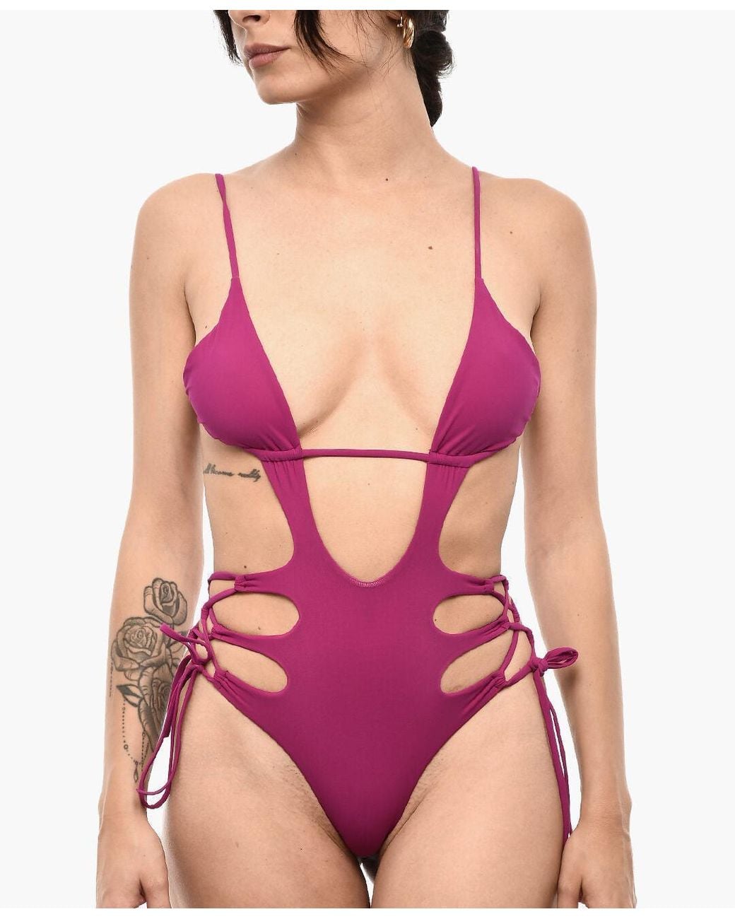 DSquared² Pink Cut-Out One-Piece Swimsuit