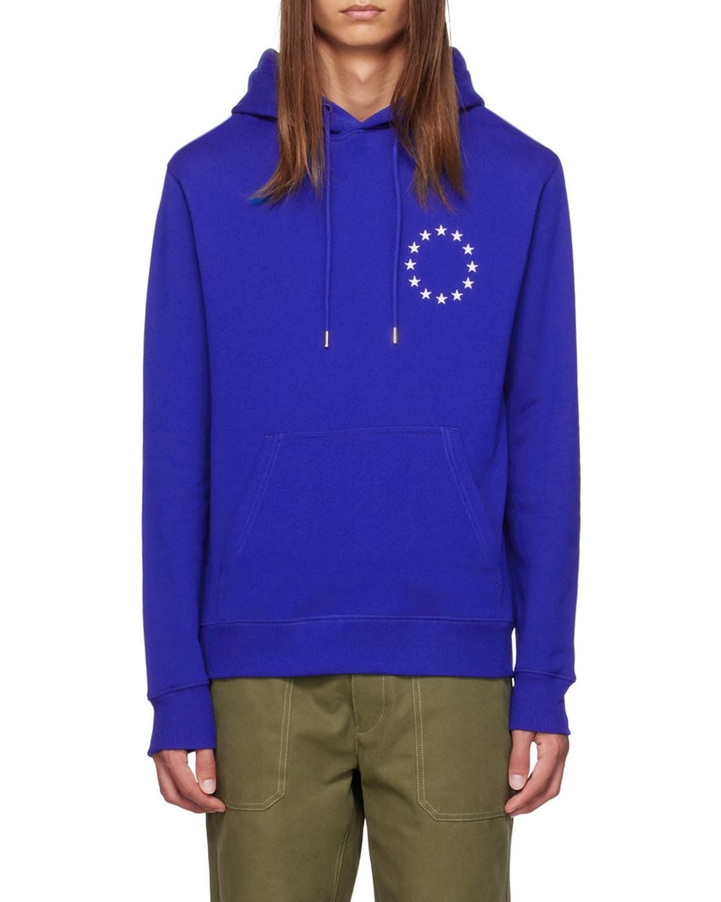 Etudes Studio Blue Europa-Print Organic Cotton Hoodie for men