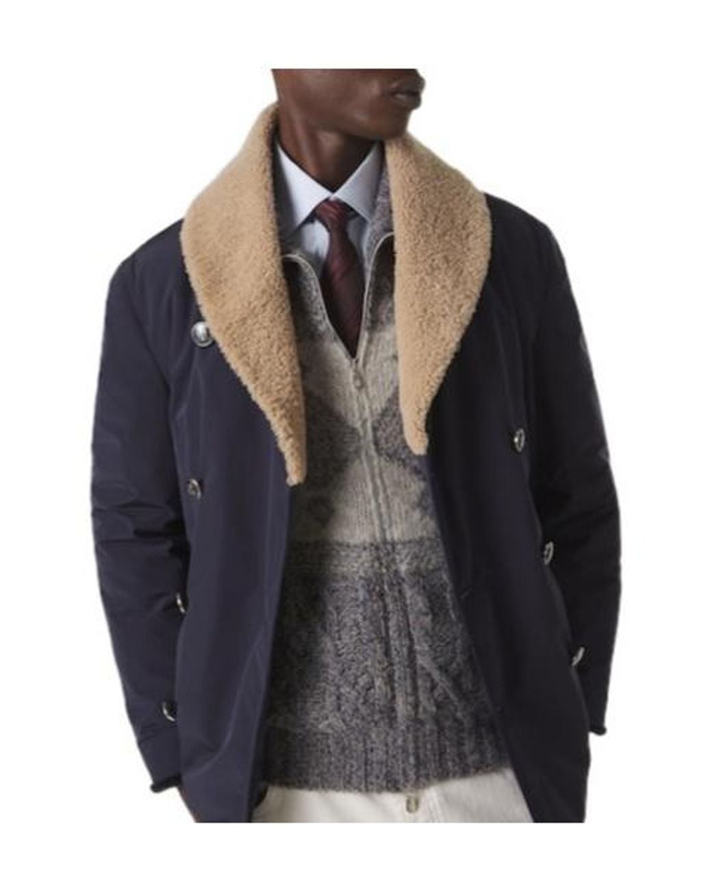 Brunello Cucinelli Blue Double-Breasted Jacket for men