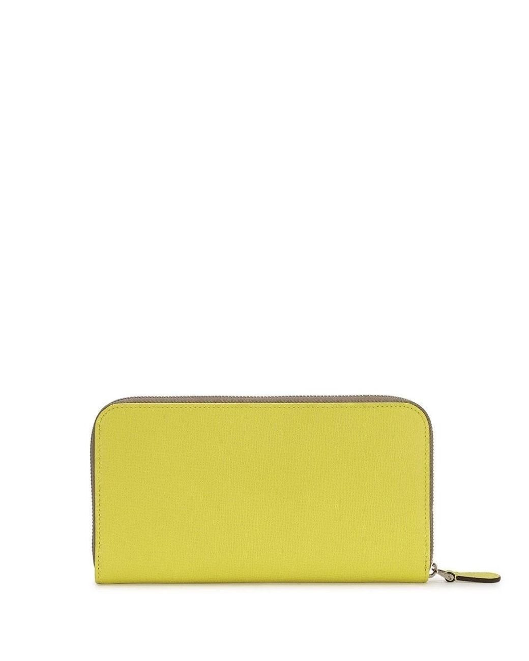 Bally Yellow Wrap Zipper Wallet