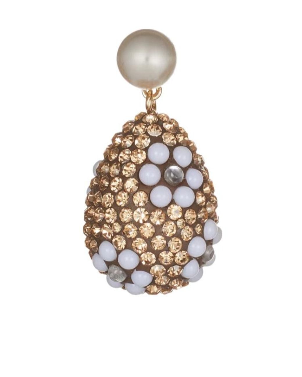 Tory Burch White Curiosity Crystal Pearl Drop Earrings