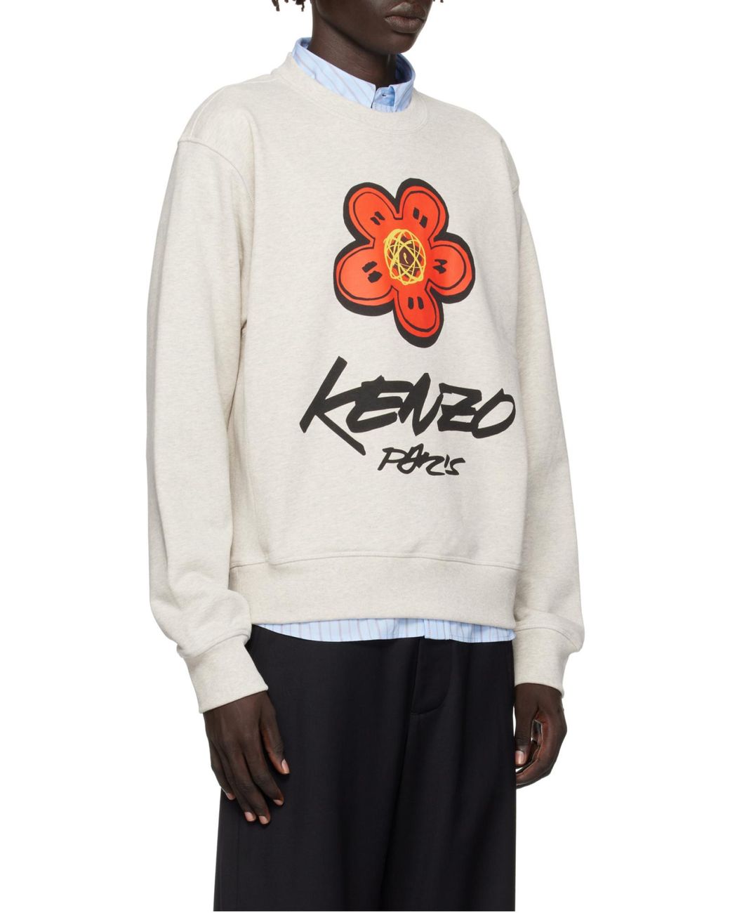 KENZO White Logo Printed Crewneck Sweatshirt for men