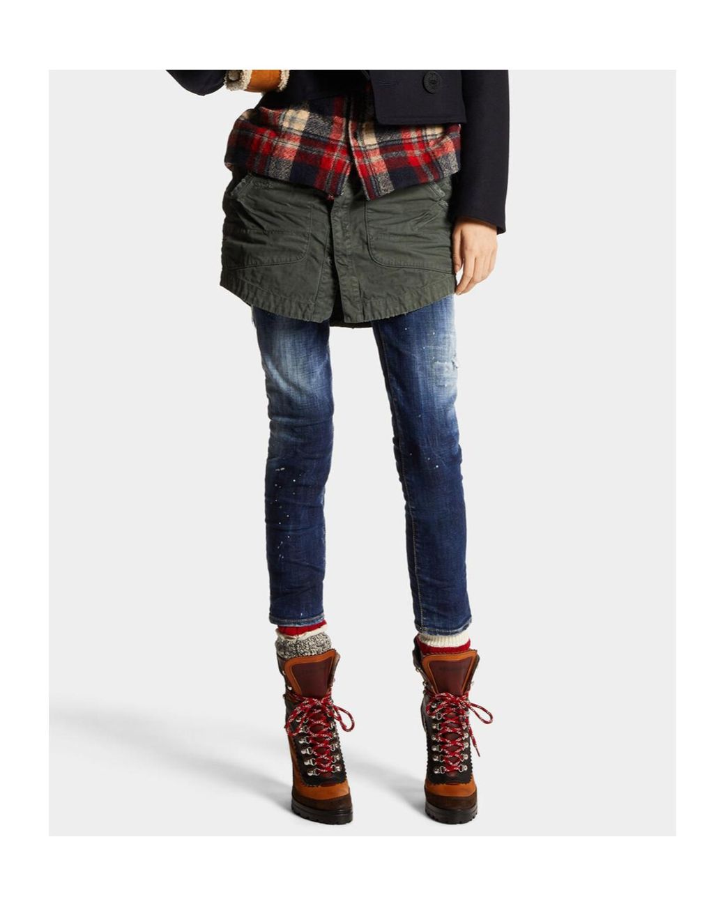 DSquared² Blue Distressed Cropped Jeans