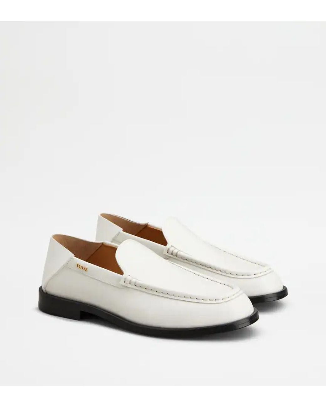 Tod's White Round-Toe Loafers