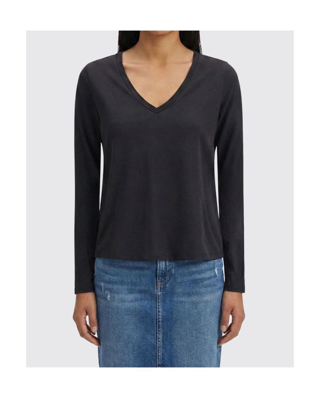 James Perse Blue Deep V-Neck Long Sleeve T-Shirt