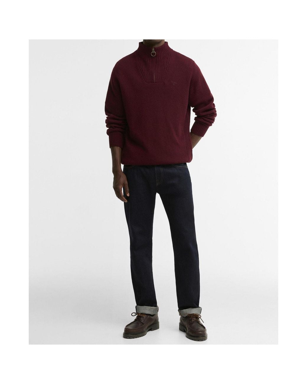 Barbour Purple Quarter Zip Rib Knit Sweater for men