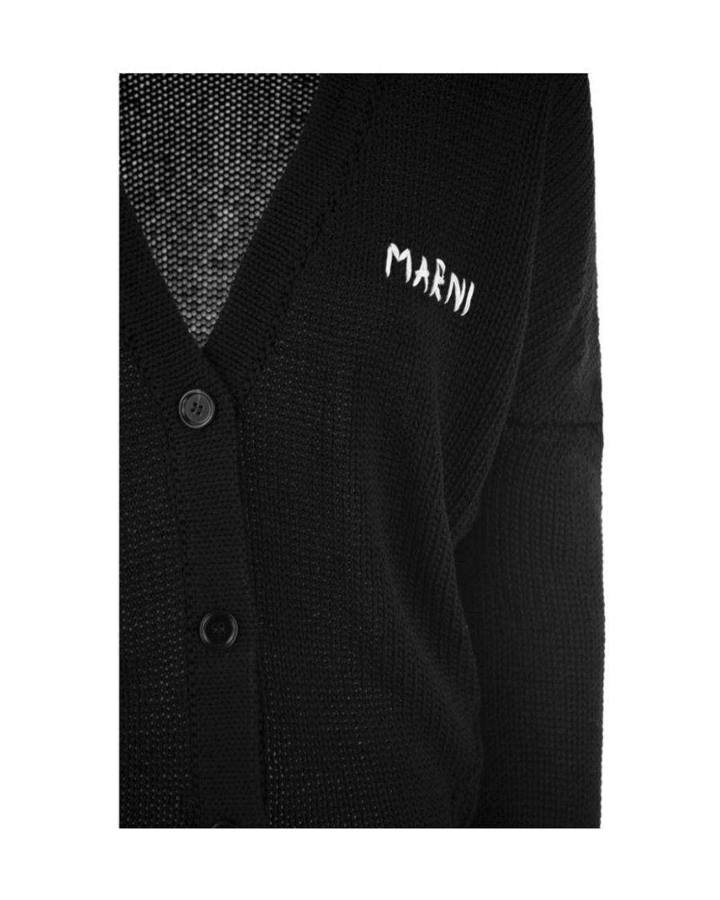 Marni Black Cotton Cardigan For