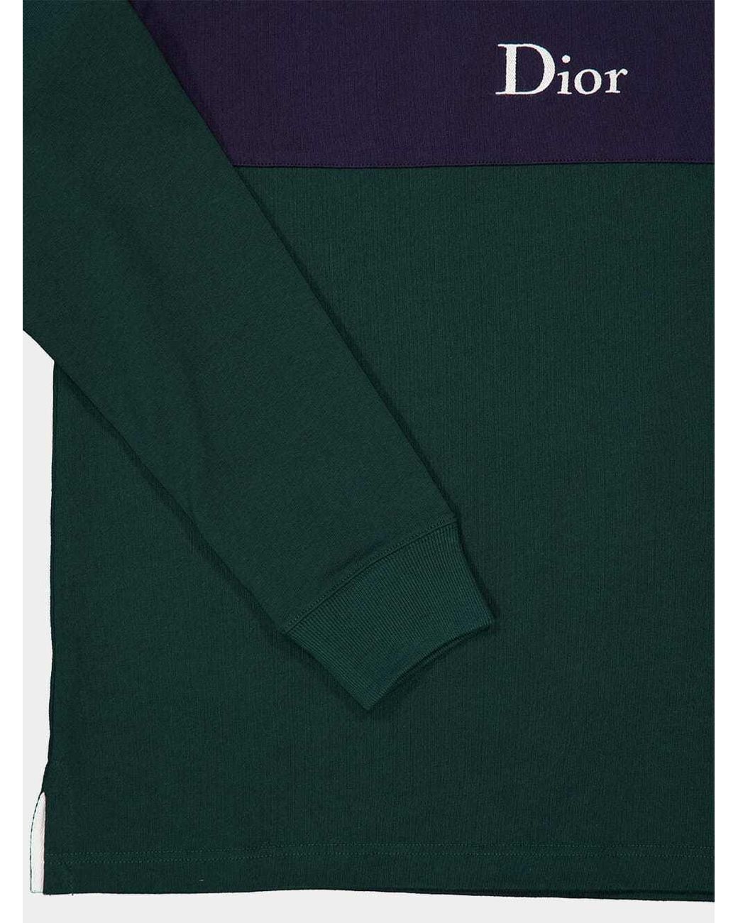 Dior Green Logo Long-Sleeve Polo Shirt for men