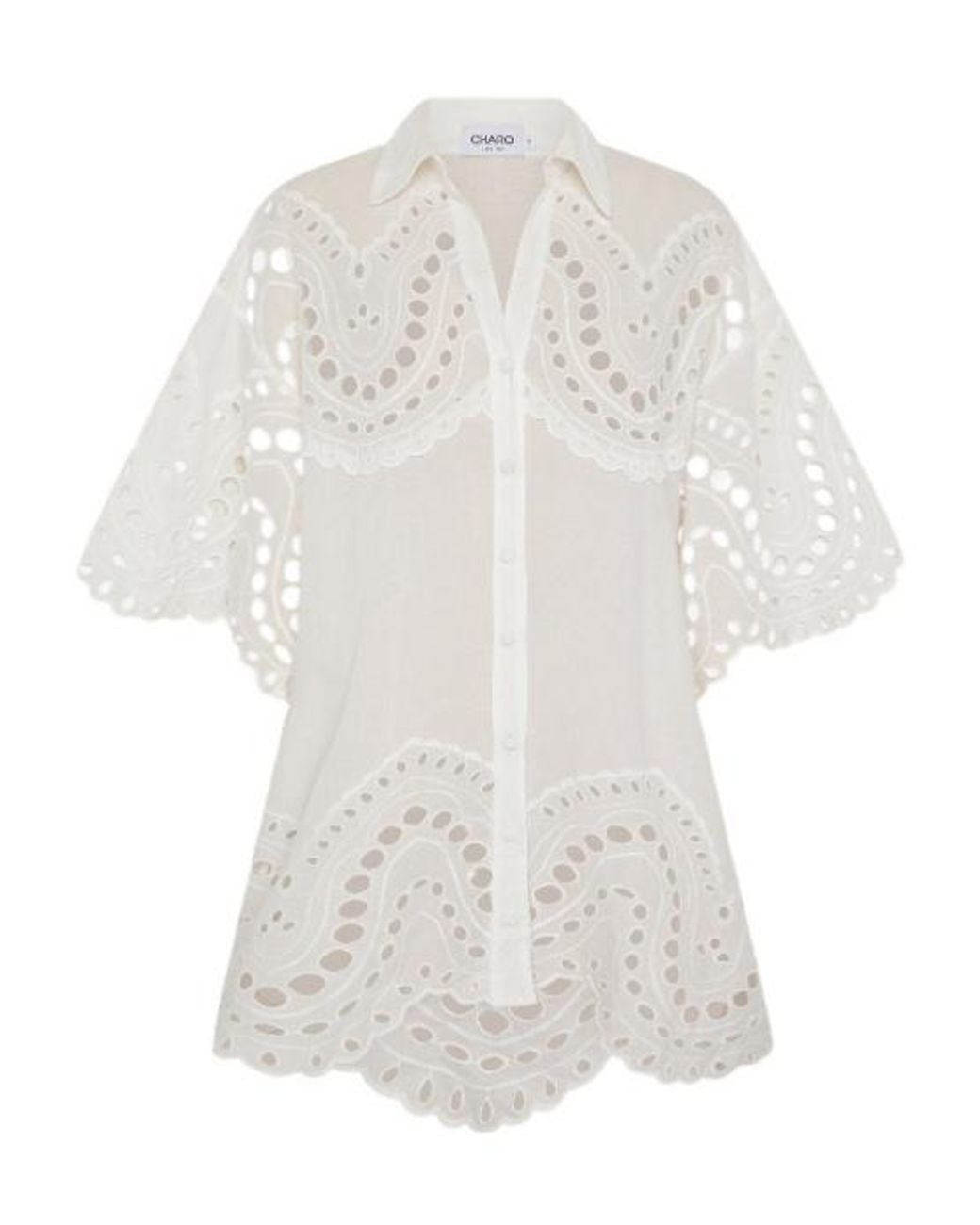 Charo Ruiz White Ibiza Tao Broderie Long Shirt
