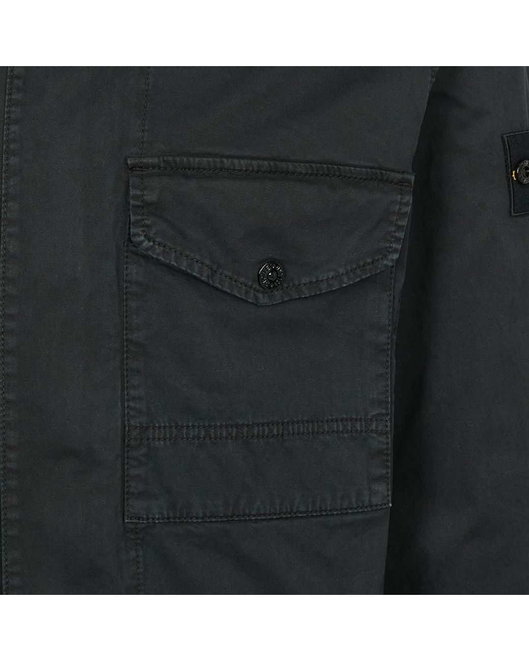 Stone Island Black Logo Patch Long Sleeved Shirt Jacket for men