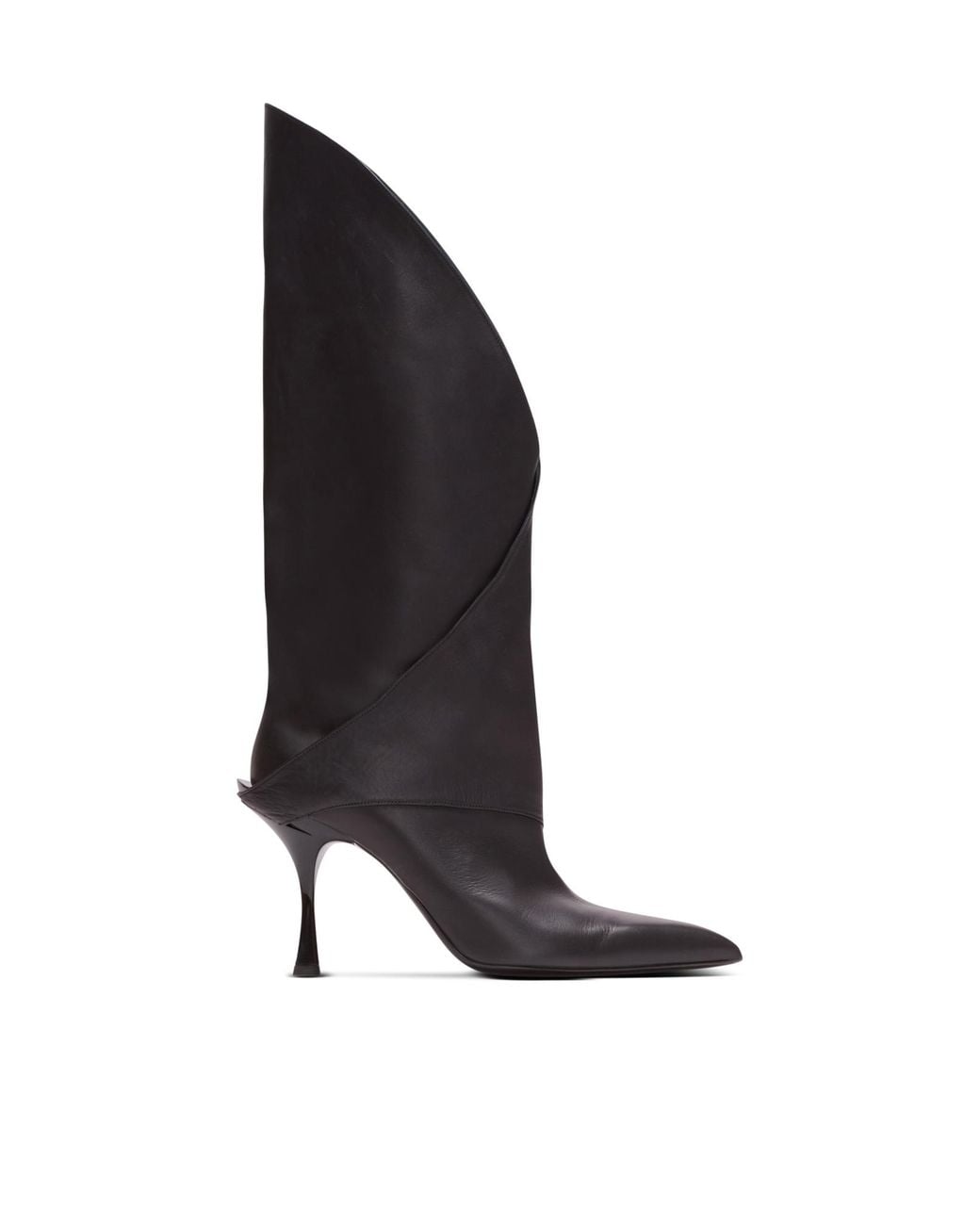 Balmain White Twist Heeled Leather Boots
