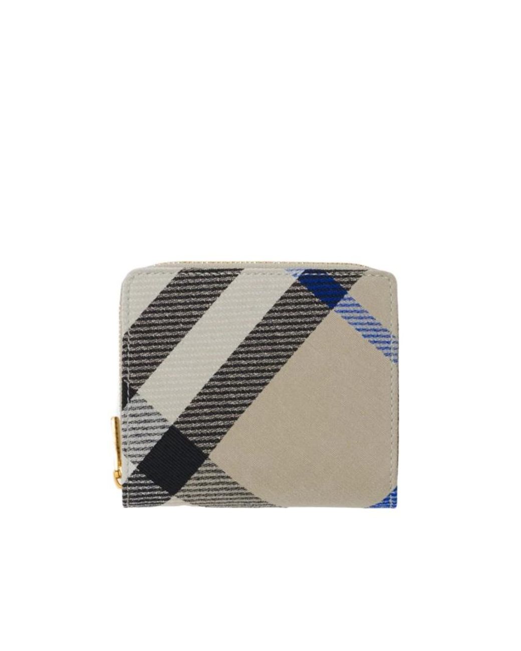Burberry Blue Checkered Zip-Around Wallet