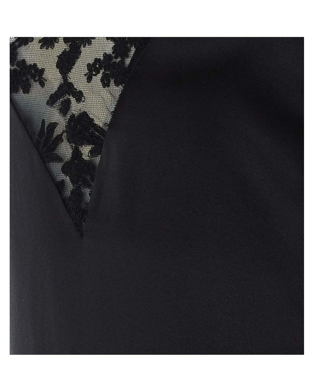 Fendi Black Lace Detailed V-Neck Midi Dress