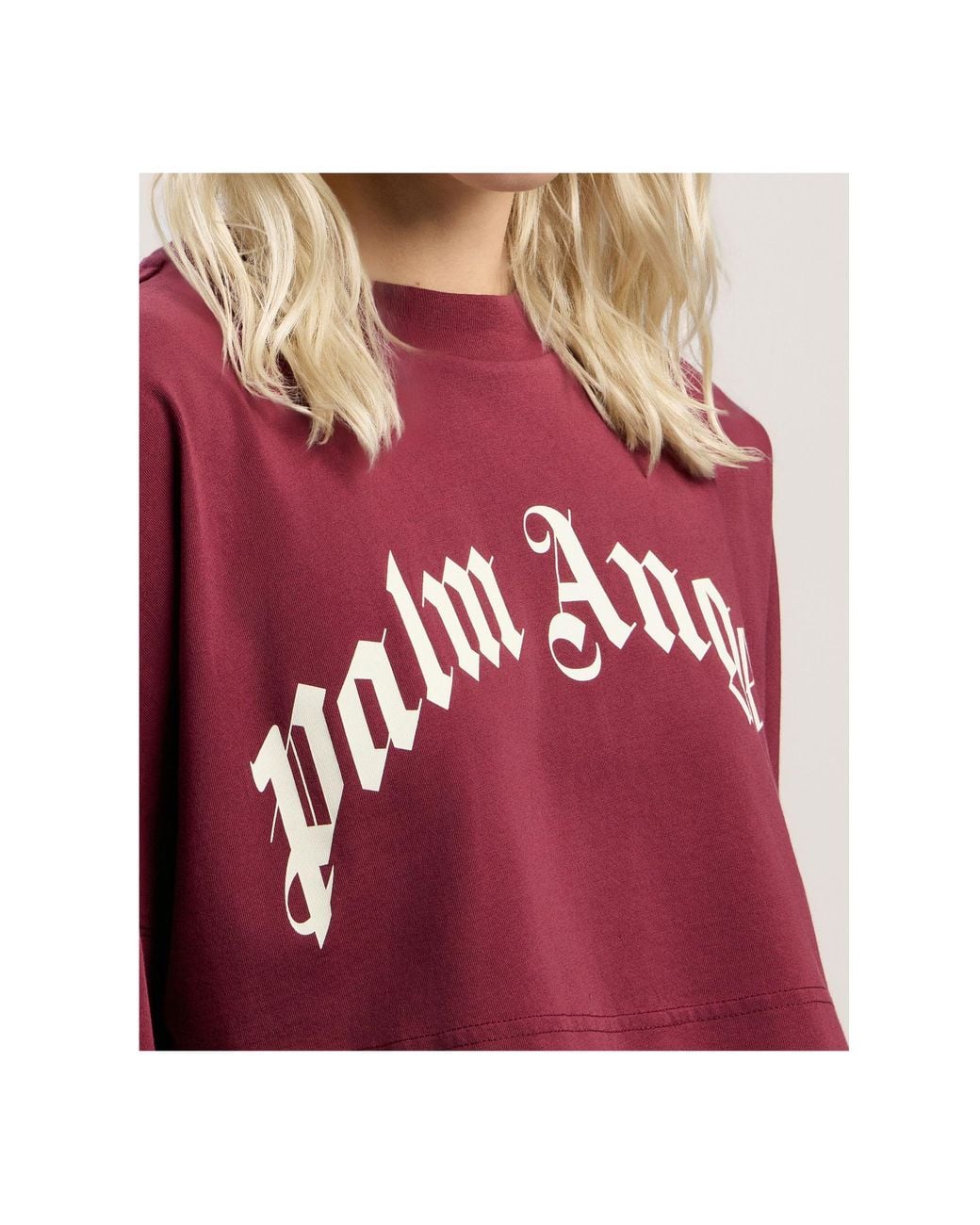 Palm Angels Red Curved Logo Printed Cropped Top