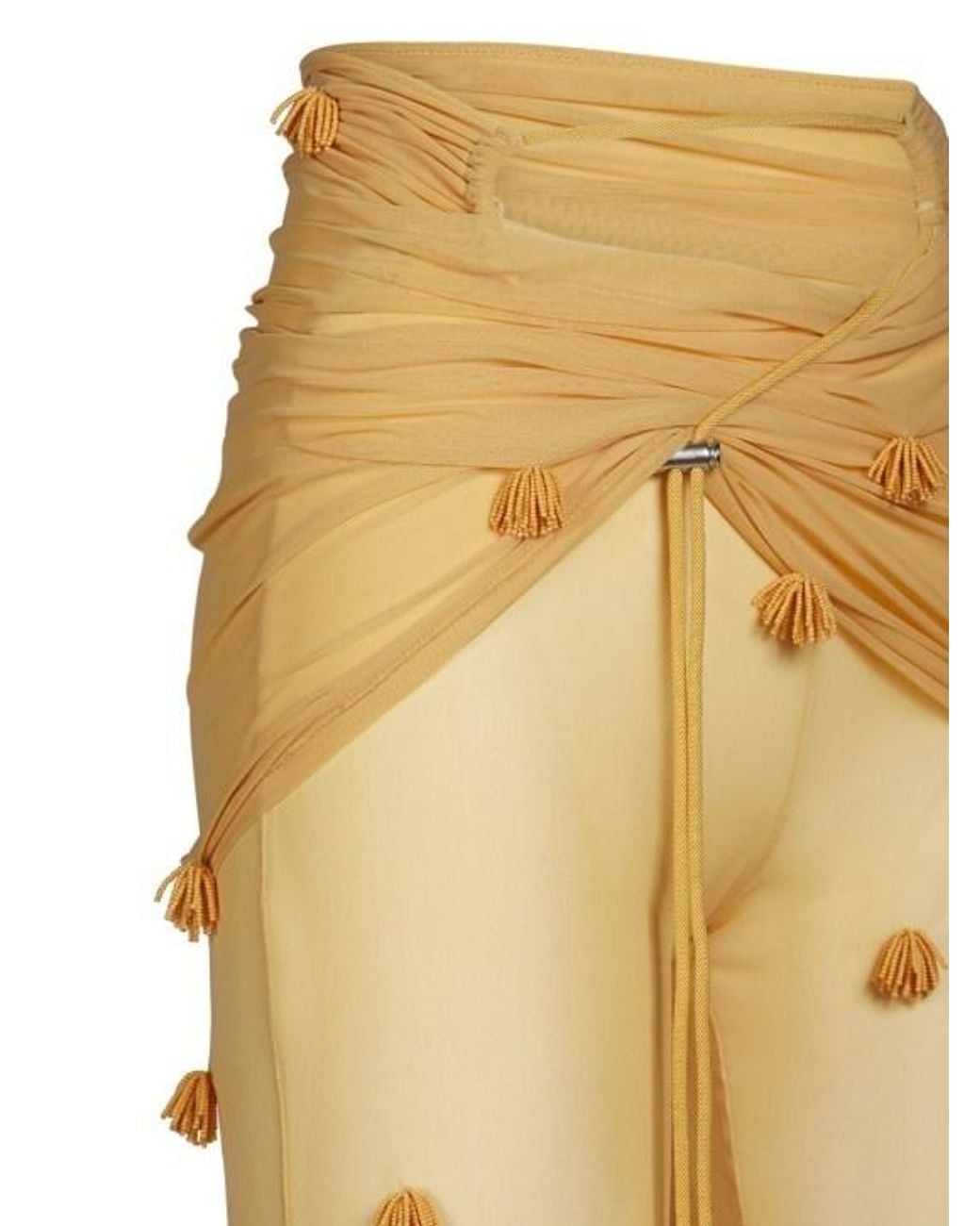 Jacquemus Metallic Le Pantalon Espelho Beaded Mesh Casual Pants