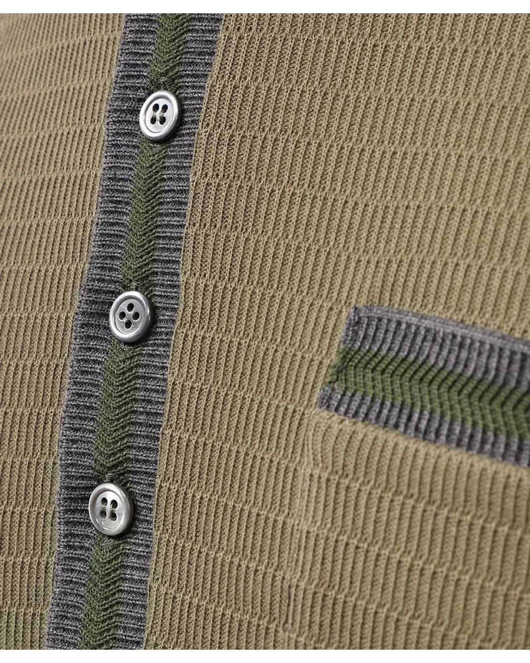 Thom Browne Green Pointelle Stripe Detailed Polo Shirt for men
