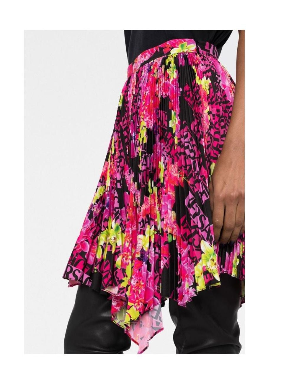 Versace Multicolor Off-Shoulder Long-Sleeve Bodysuit