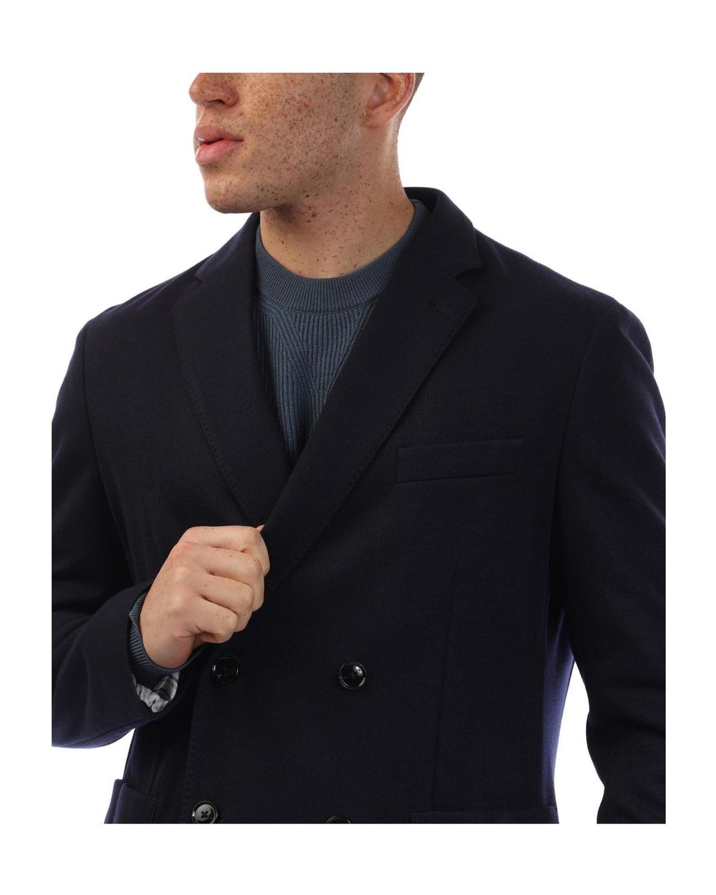 Boss Blue Double-Breasted Blazer for men