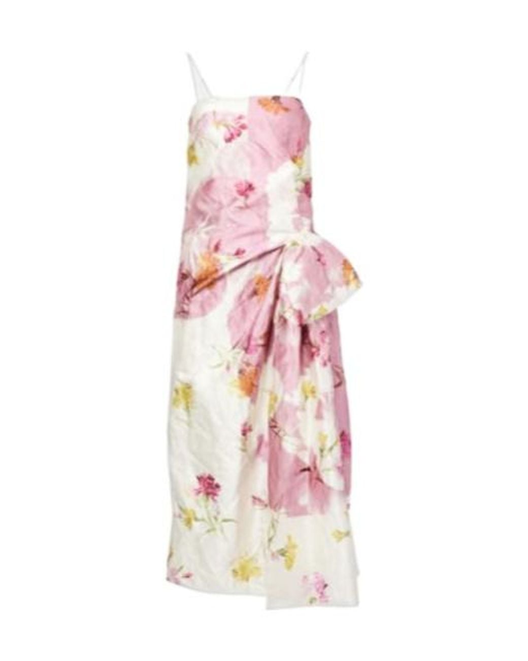 Erdem Pink Floral Gathered Midi Dress