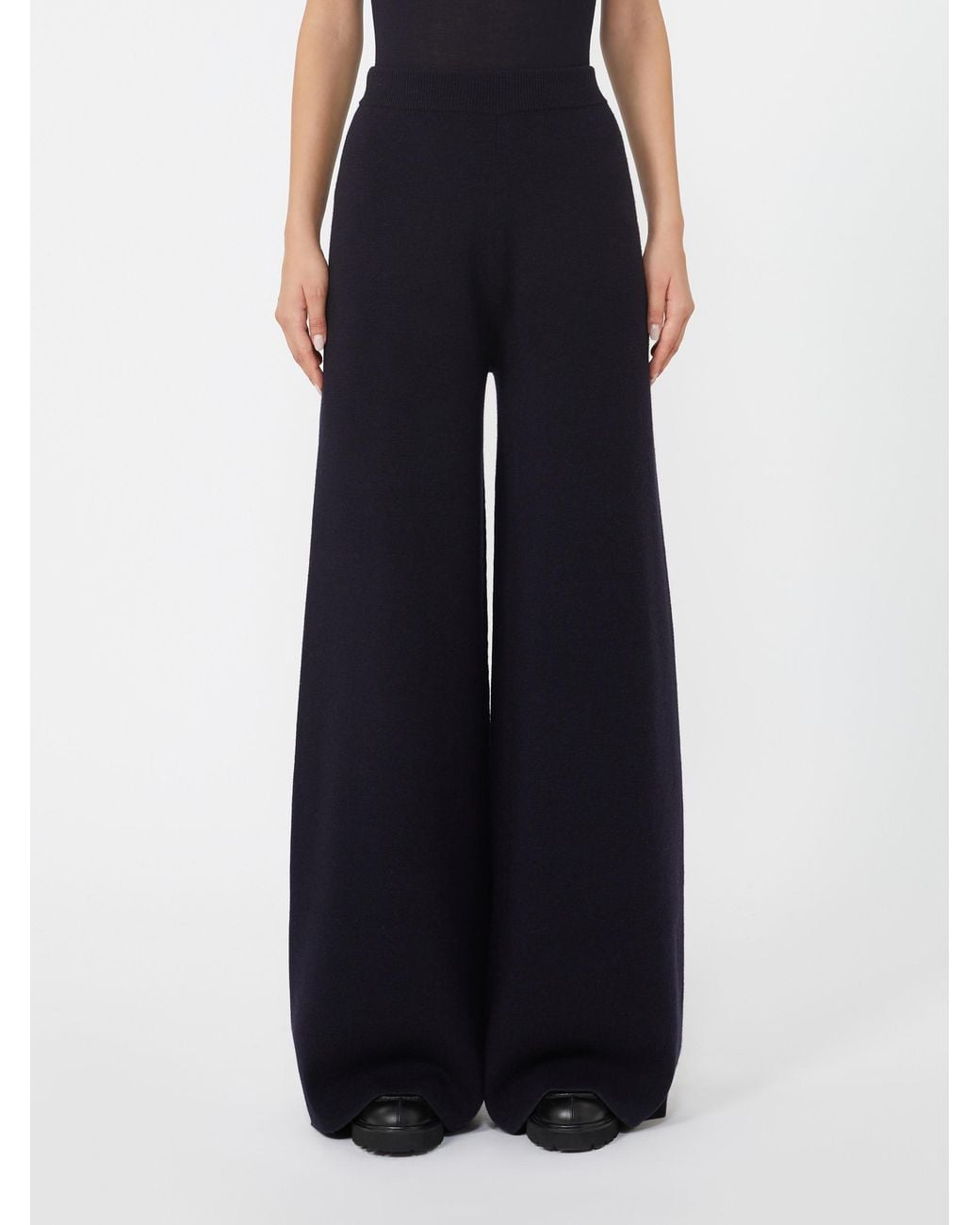Max Mara Black Judy Wide Leg Knitted Trousers