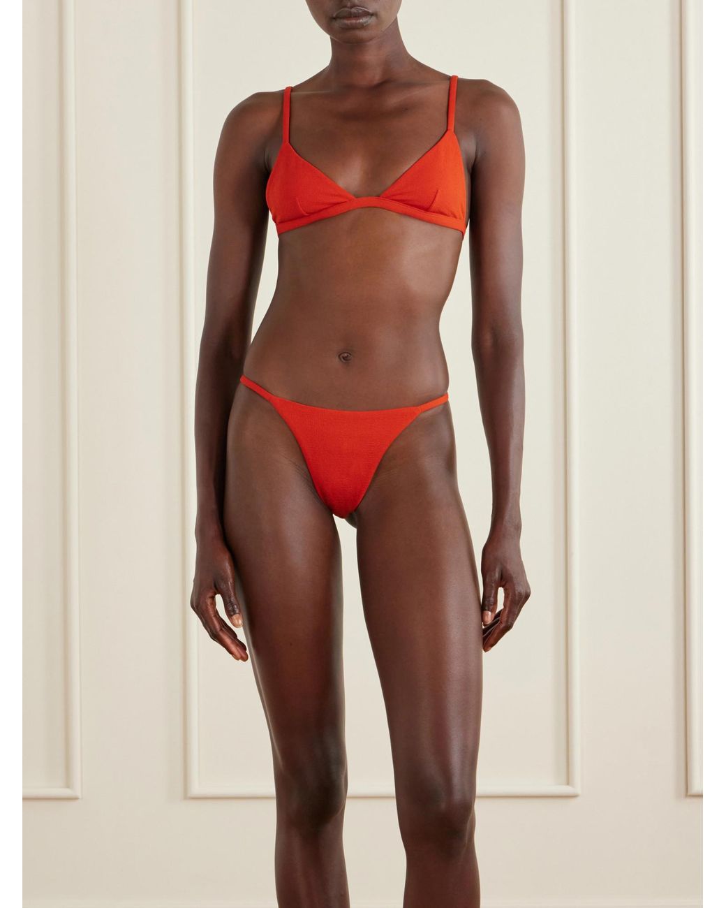 Matteau Red Tres Petite Crinkled Bikini Briefs