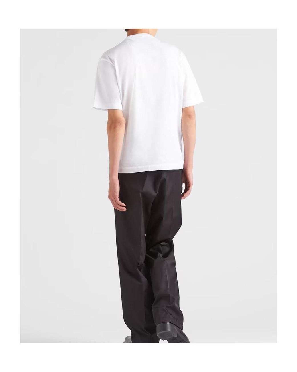 Prada White Re-Nylon And Jersey T-Shirt for men