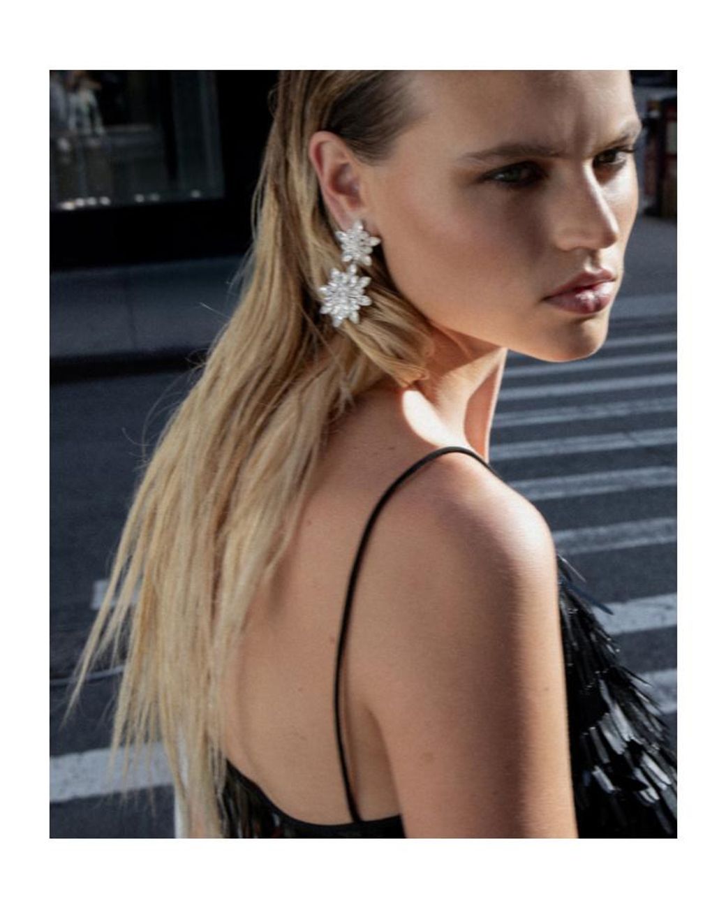Self-Portrait White Embellished Tiered Earrings