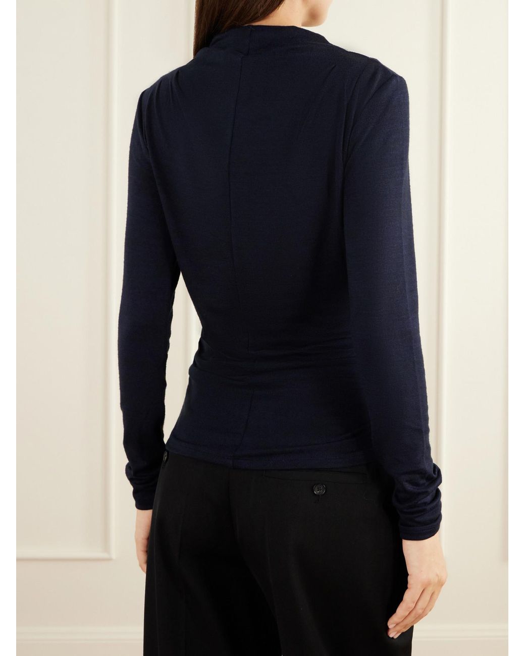 Proenza Schouler Blue Mimi Draped Stretch-Jersey Top