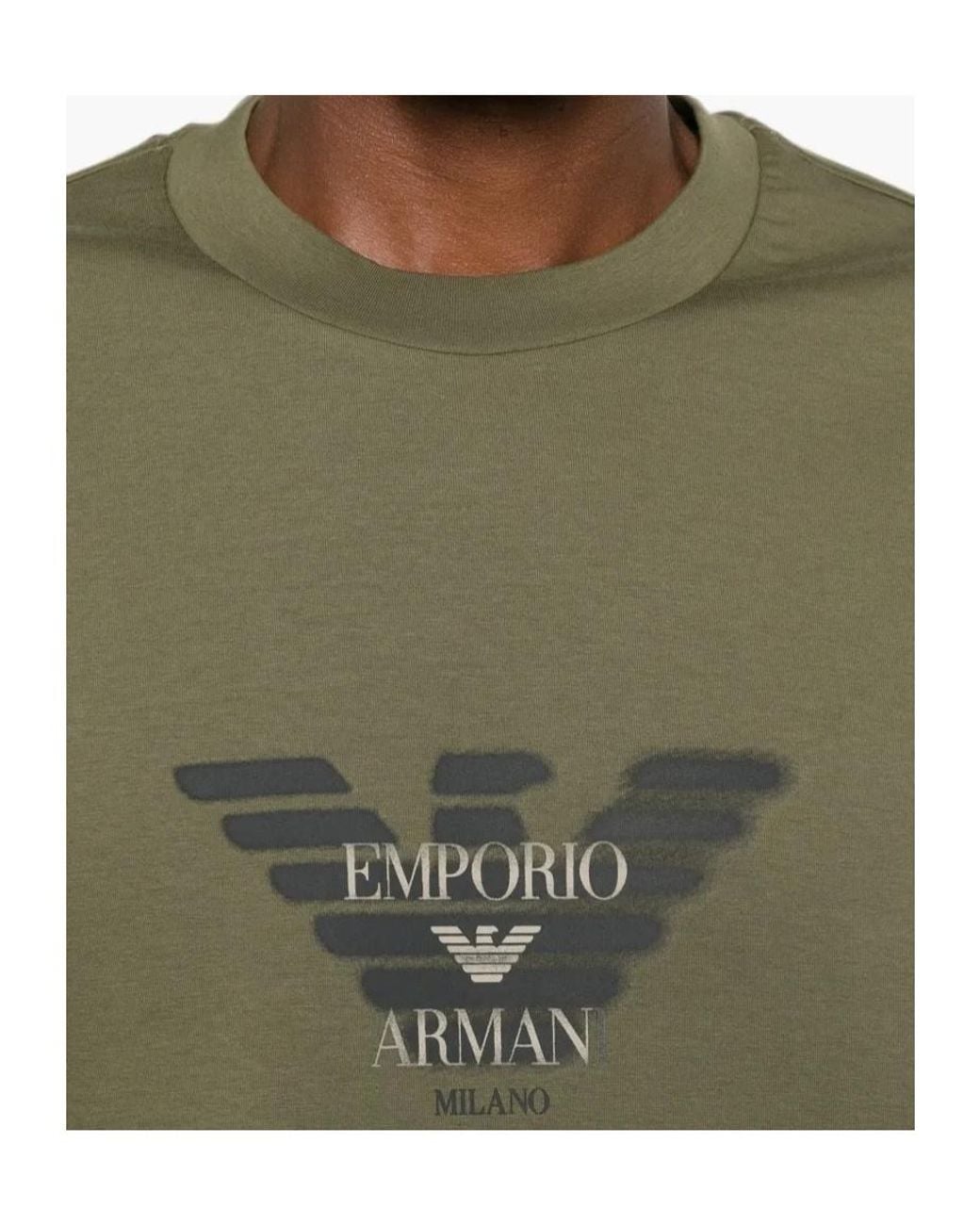 Emporio Armani Green Logo-Print Crew-Neck Sweatshirt for men