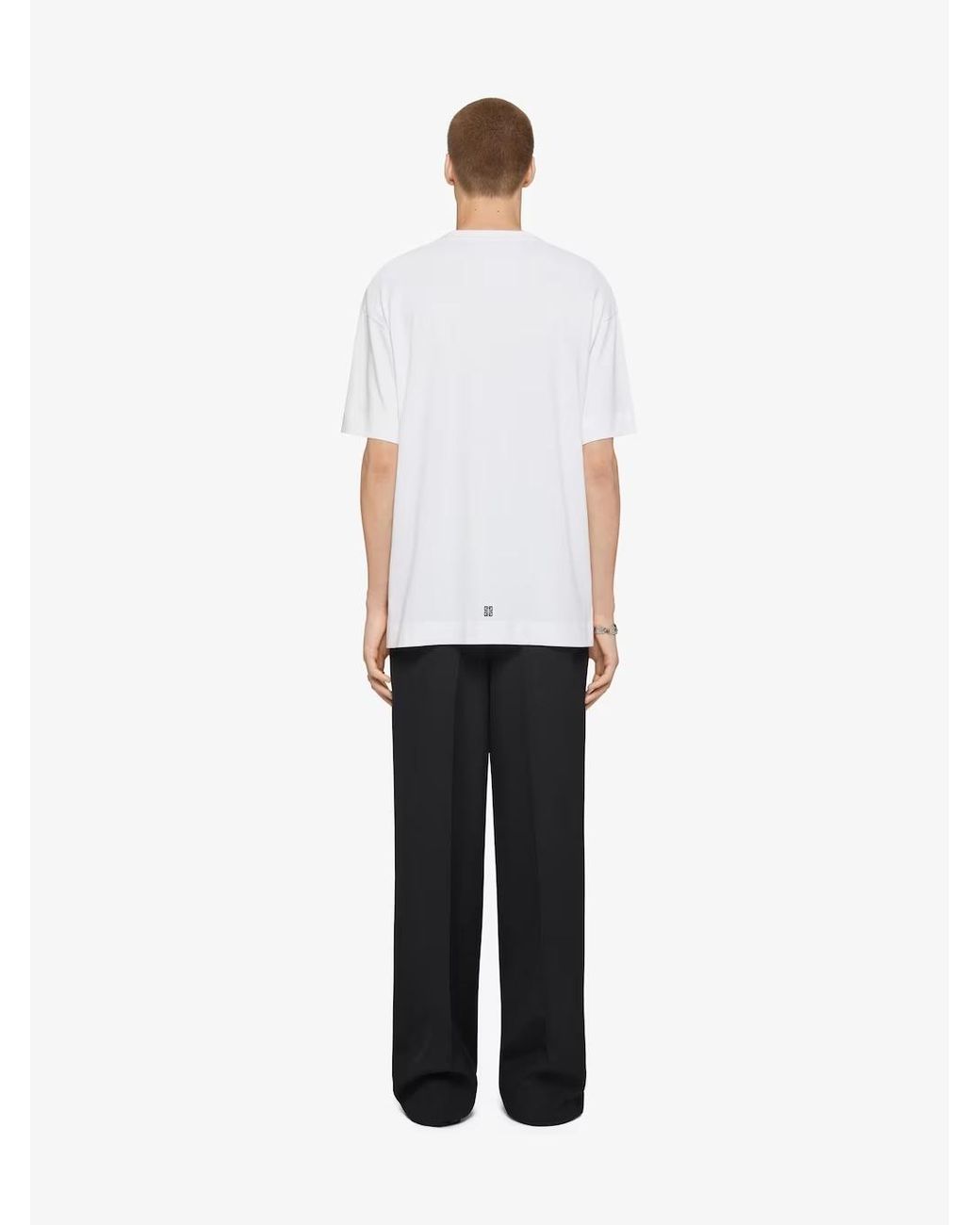Givenchy White Crest Logo Embroidered T-Shirt for men