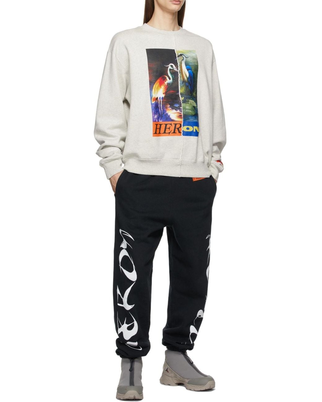 Heron Preston White Split Heron Crew-Neck T-Shirt for men