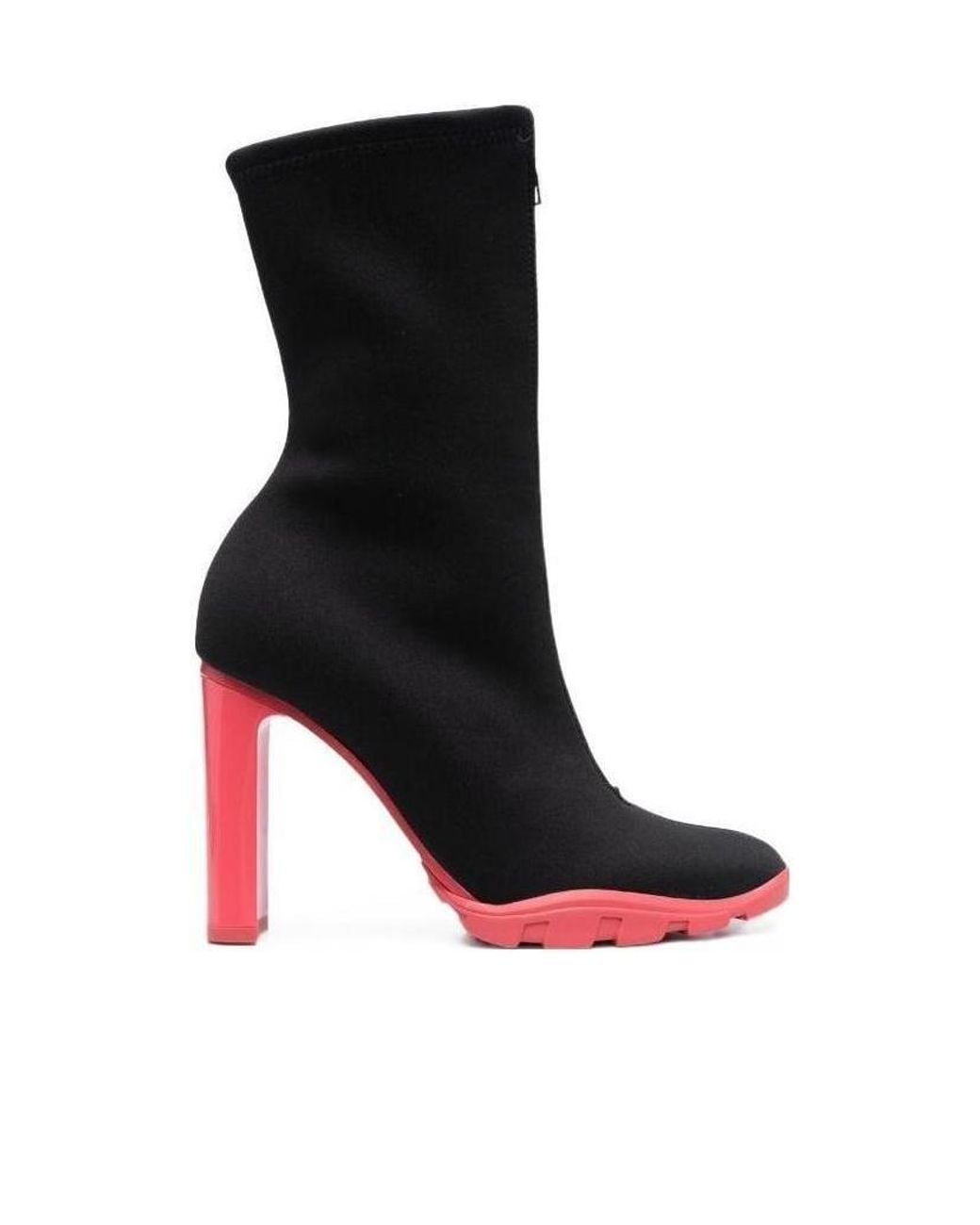 McQueen Black Tread Zipup Ankle Boots