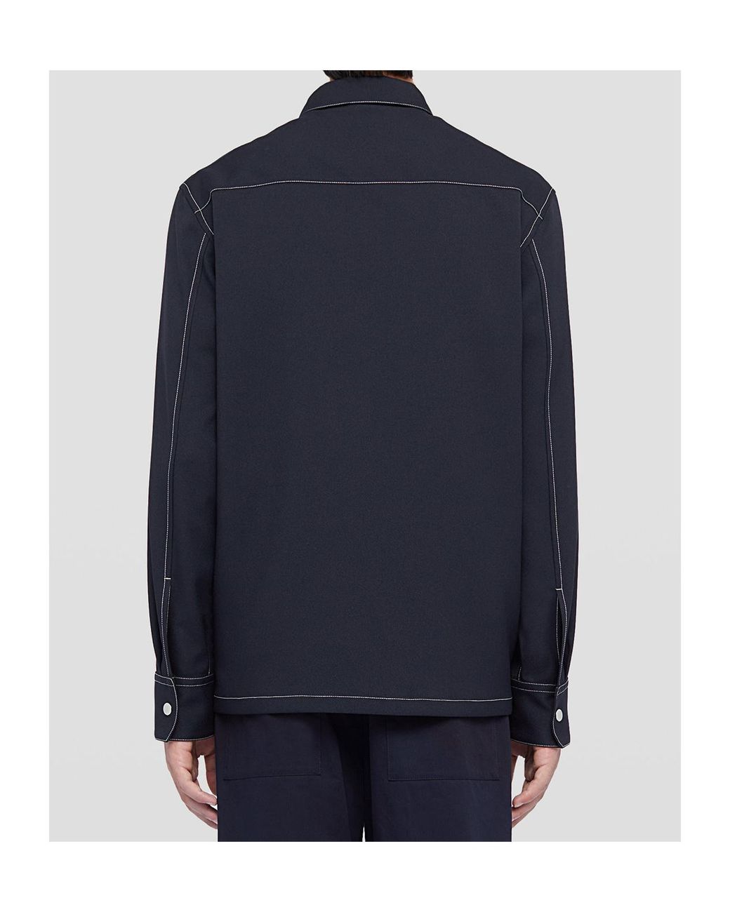 Jil Sander Blue Long Sleeved Zip-Up Shirt for men