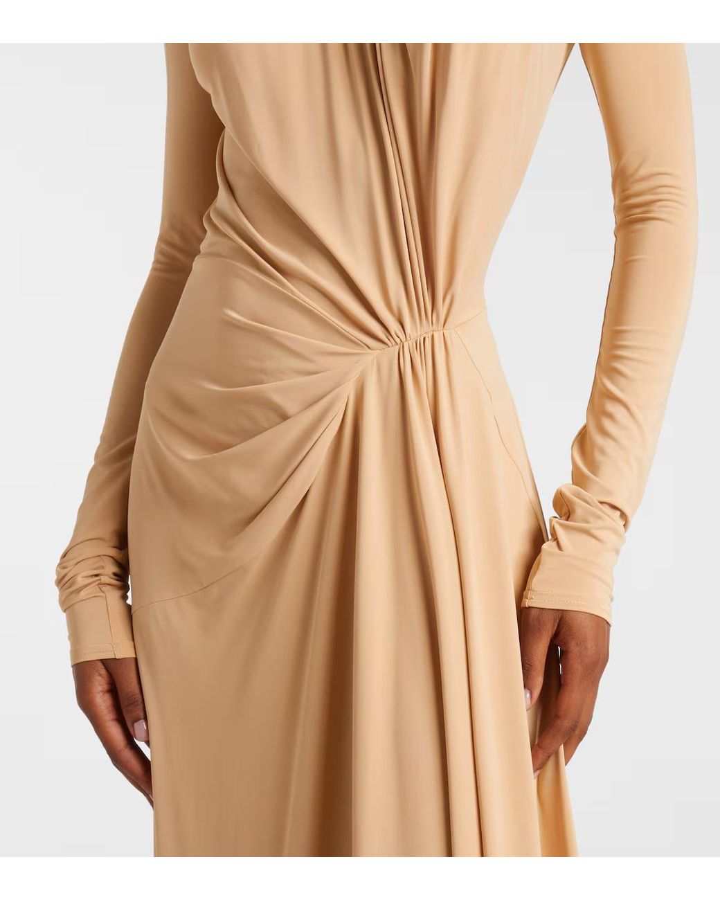Victoria Beckham Natural Asymmetric Draped Gown
