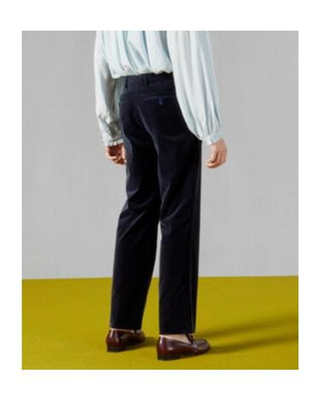 Gucci Blue Stretch Velvet Formal Trousers for men