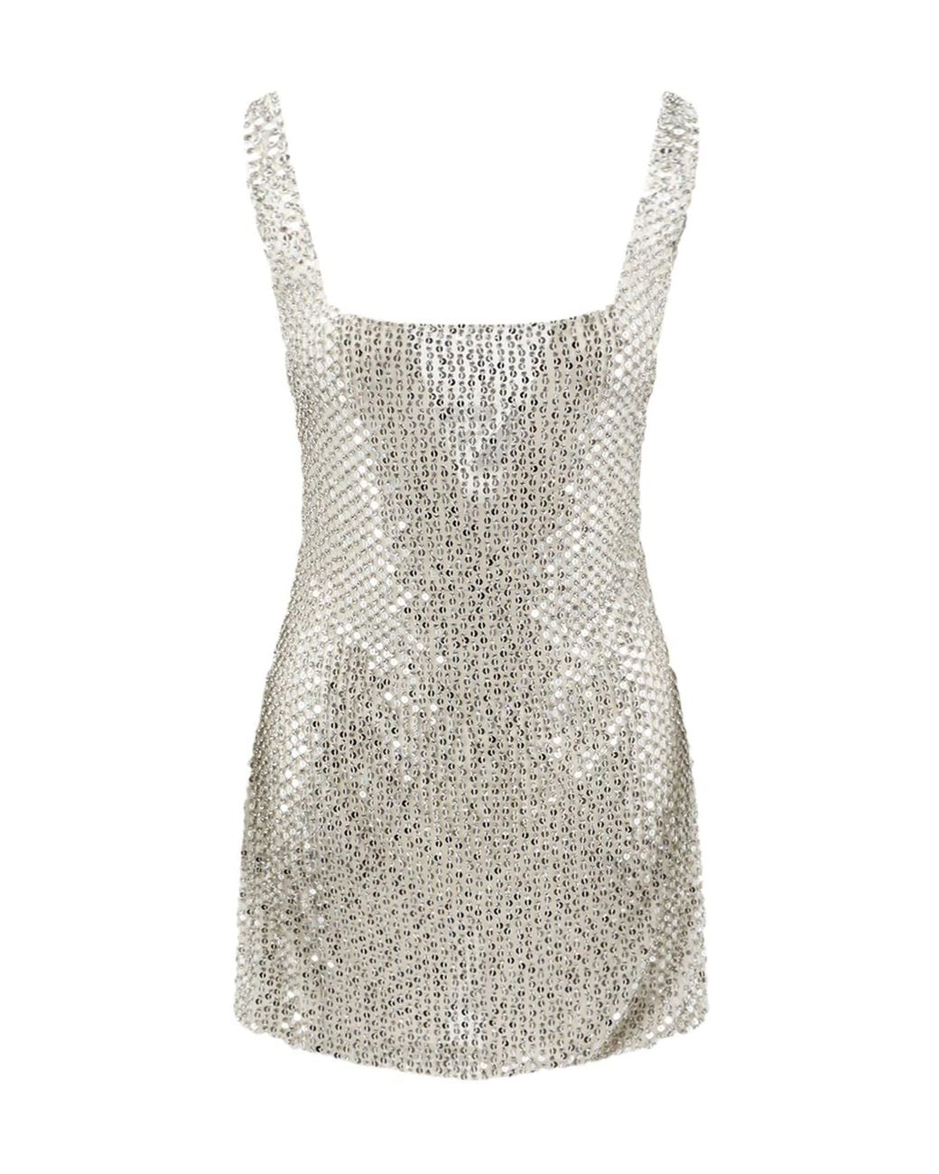 retroféte Gray Retrofete Rhinestone Sequin Mini Dress