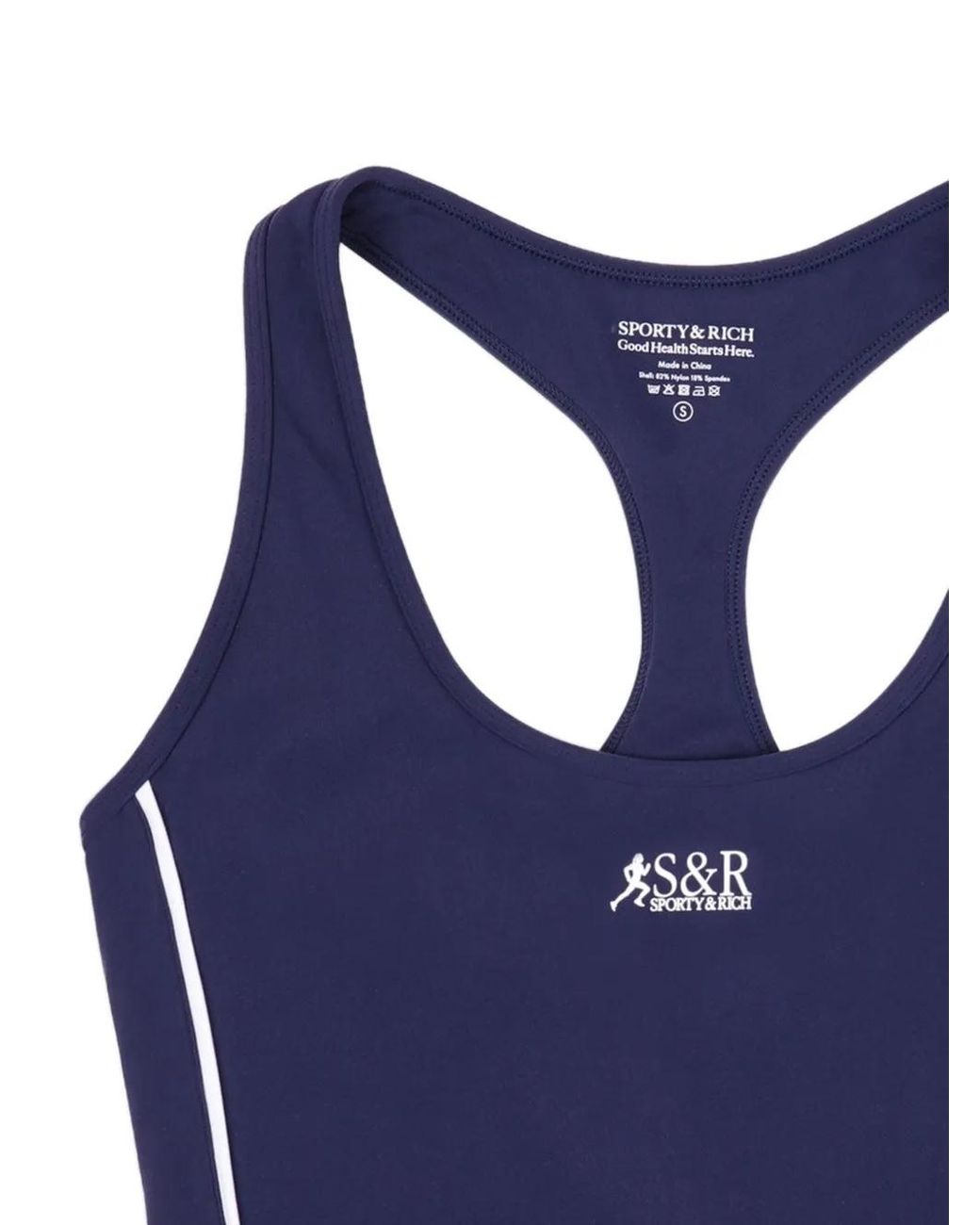 Sporty & Rich Blue Sr Runner Sports Crop Tank Top