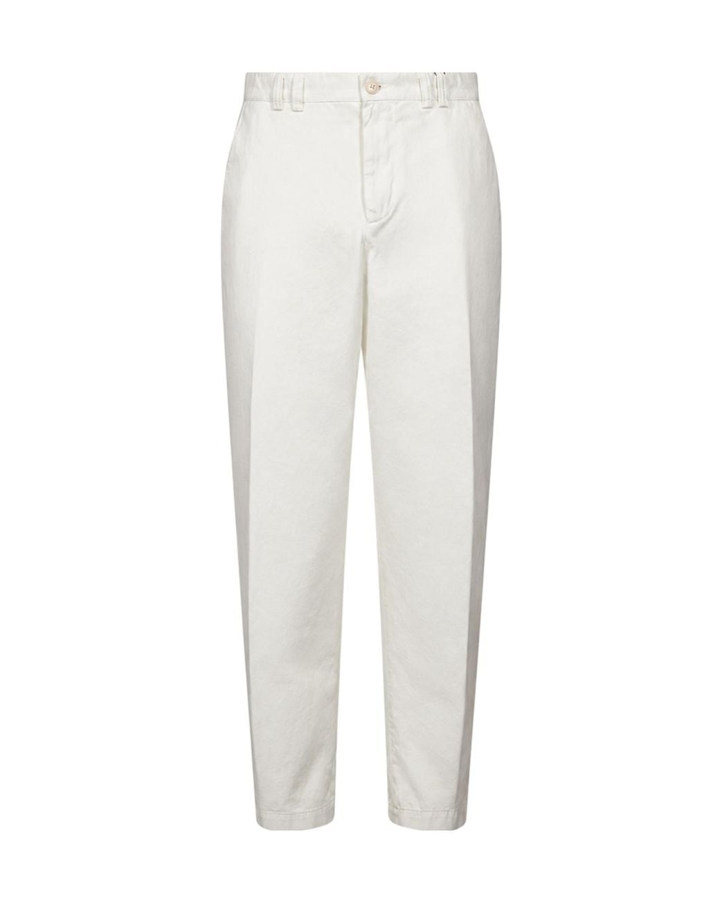 Canali White Pleated Straight-Leg Trousers for men