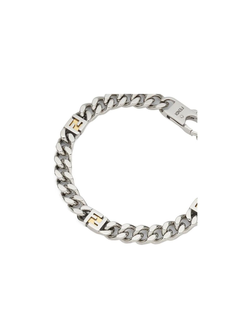 Fendi Metallic Logo-Detail Bracelet for men
