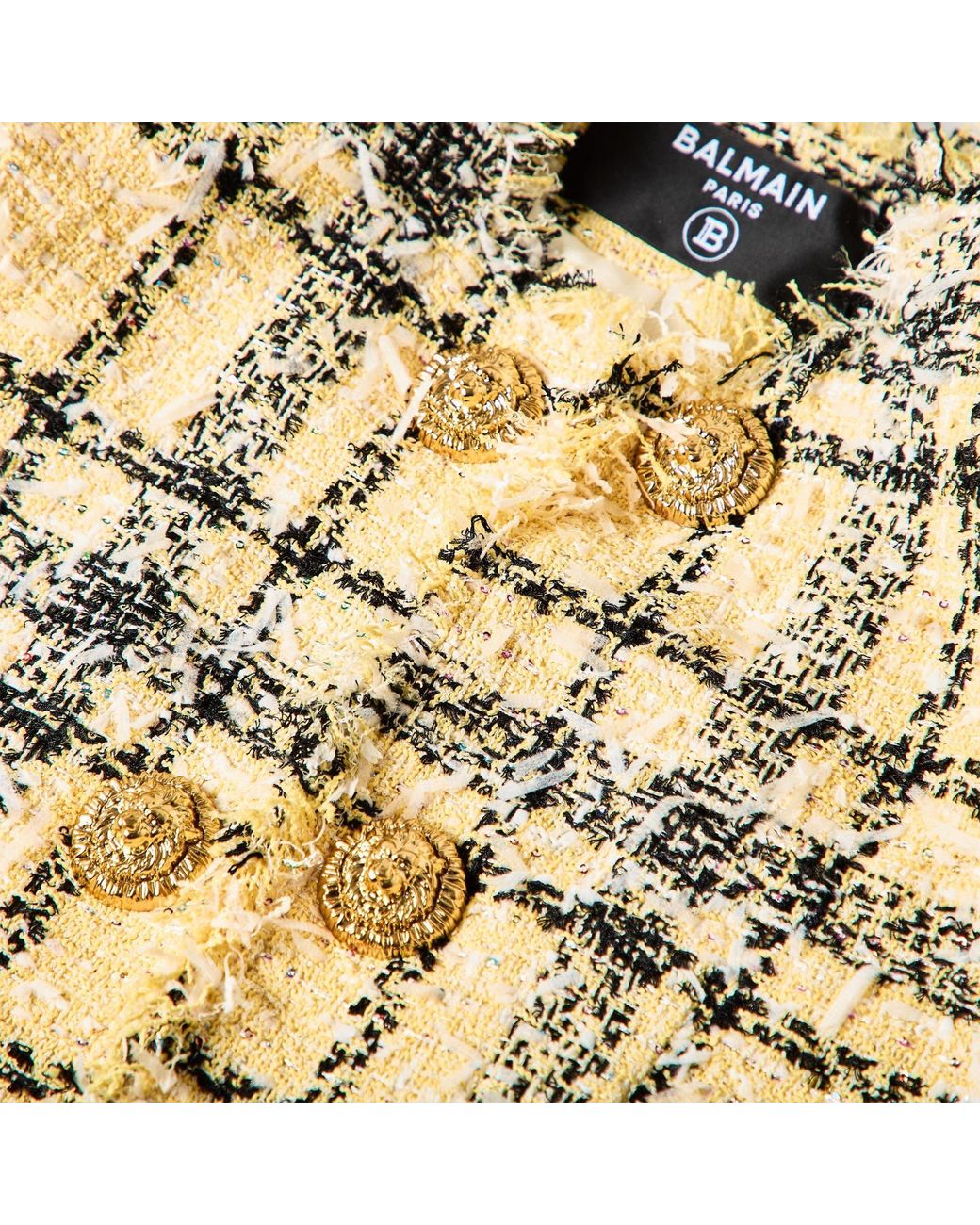 Balmain Metallic Check Tweed Cropped Jacket