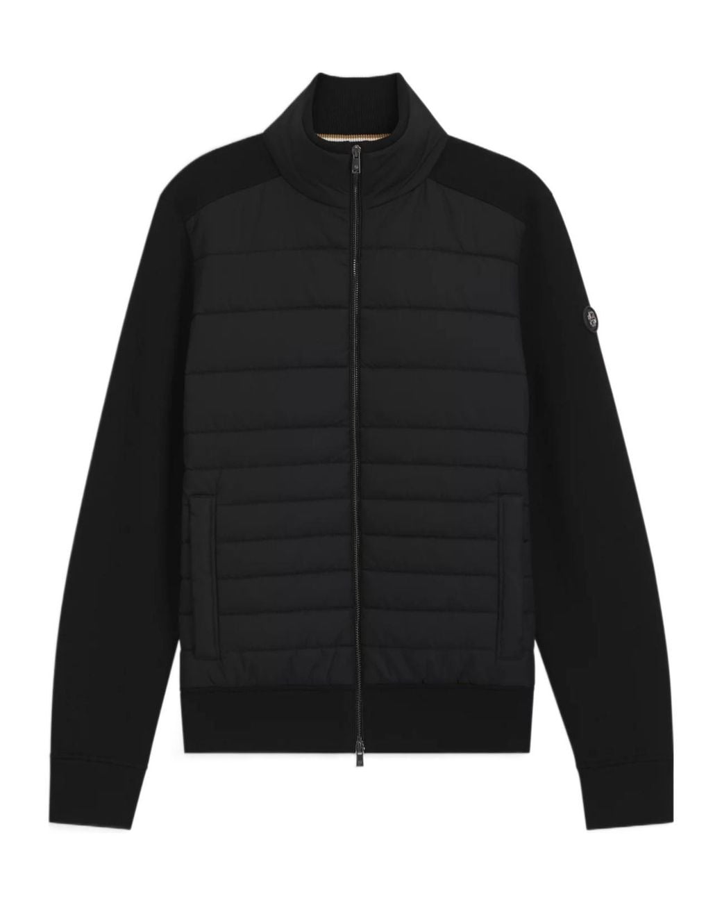 Boss Black Quilted Stand Collar Jacket for men