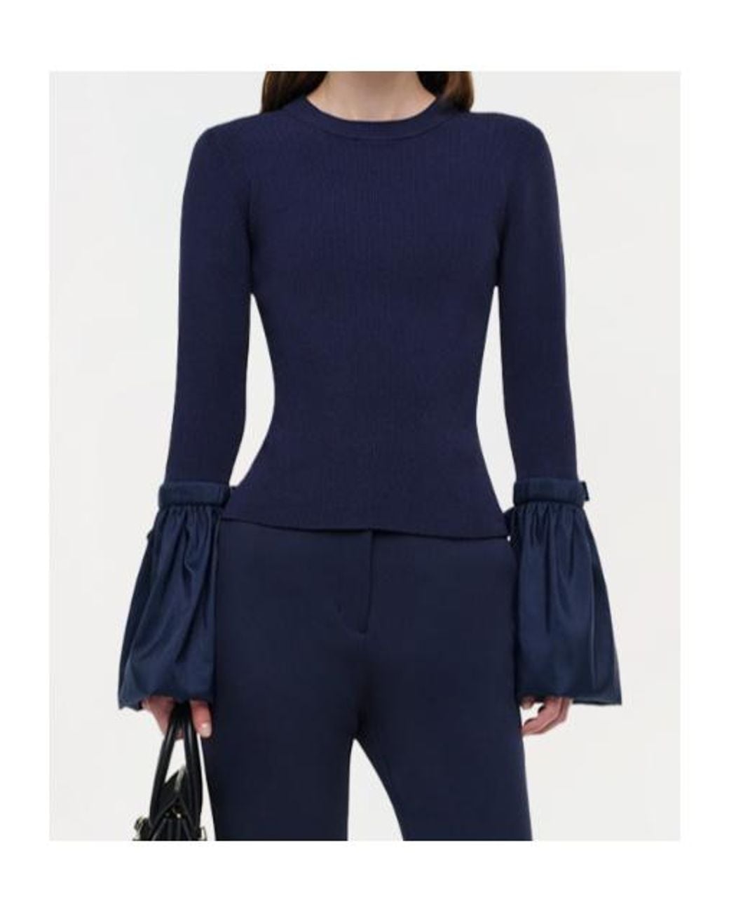 Jonathan Simkhai Blue Agata Taffeta Knitted Top