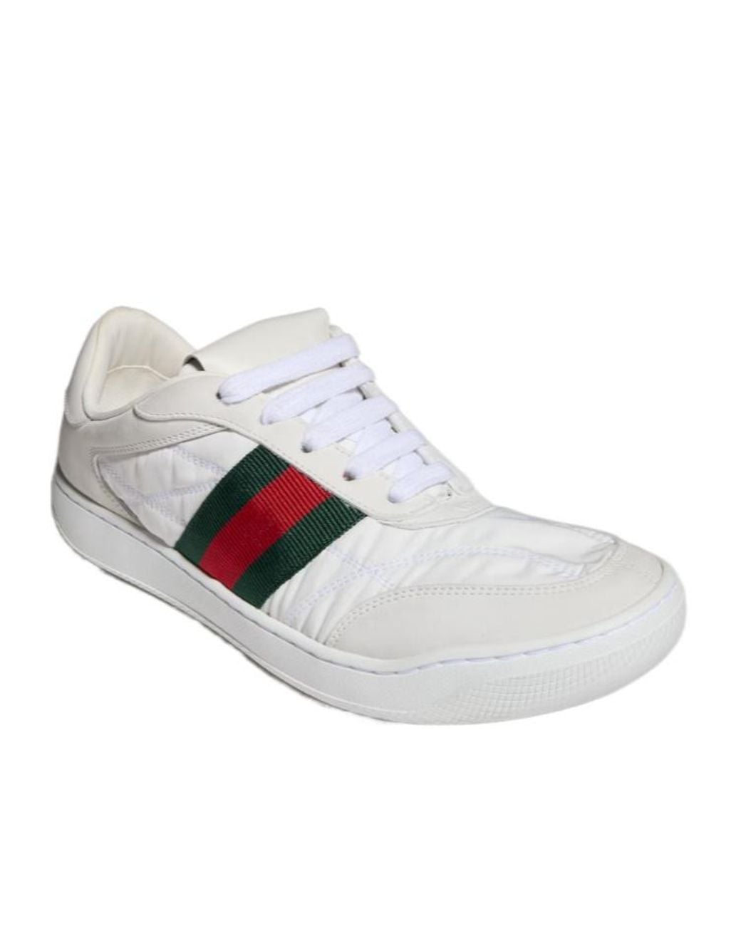 Gucci White Inspired Interlocking G Lace-Up Sneakers With Web Trim