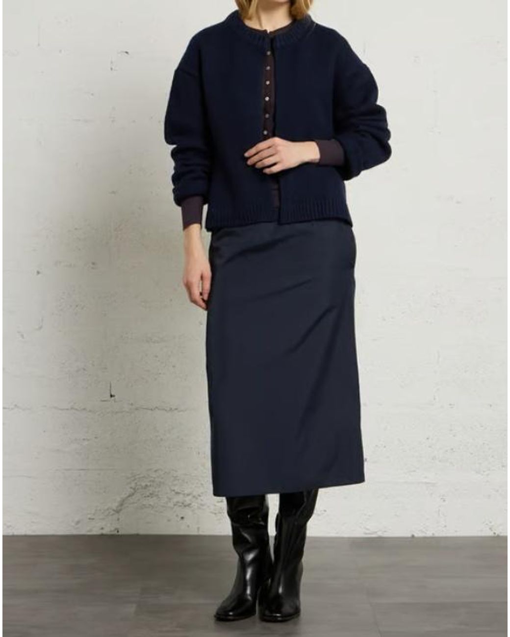 Soeur Blue Single-Button Knit Cardigan